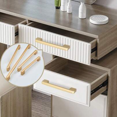 1PC Modern Aluminum Alloy Gold Kitchen Cabinet Handles And Knobs Drawer Handles Wardrobe Door Pulls Furniture Hardware