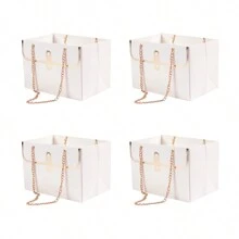 4 件/套手袋設計花卉包裝袋,長方形禮品袋 - 白色4pcs - 查看 1