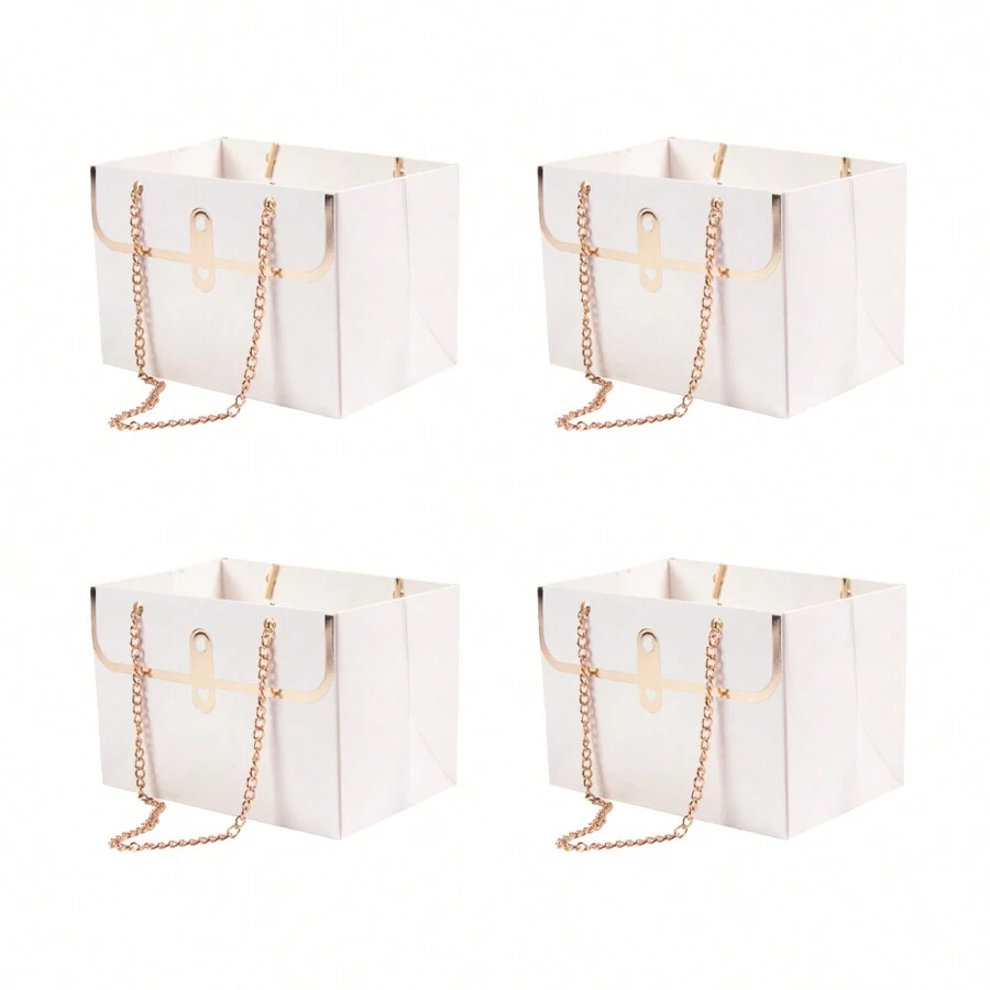 4 件/套手袋設計花卉包裝袋,長方形禮品袋 - 白色4pcs - 查看 1