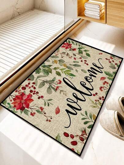 1 件 HELLO And Welcome 矩形椰子壳入口欢迎门垫，天然纤维，适合室内或室外使用 - 装饰性脚本 Hello 适合春季、秋季装饰、秋季和冬季、客厅、卧室、厨房、浴室和门廊家庭浴室装饰浴室地毯地毯户外地毯门垫浴室配件返校入口装饰