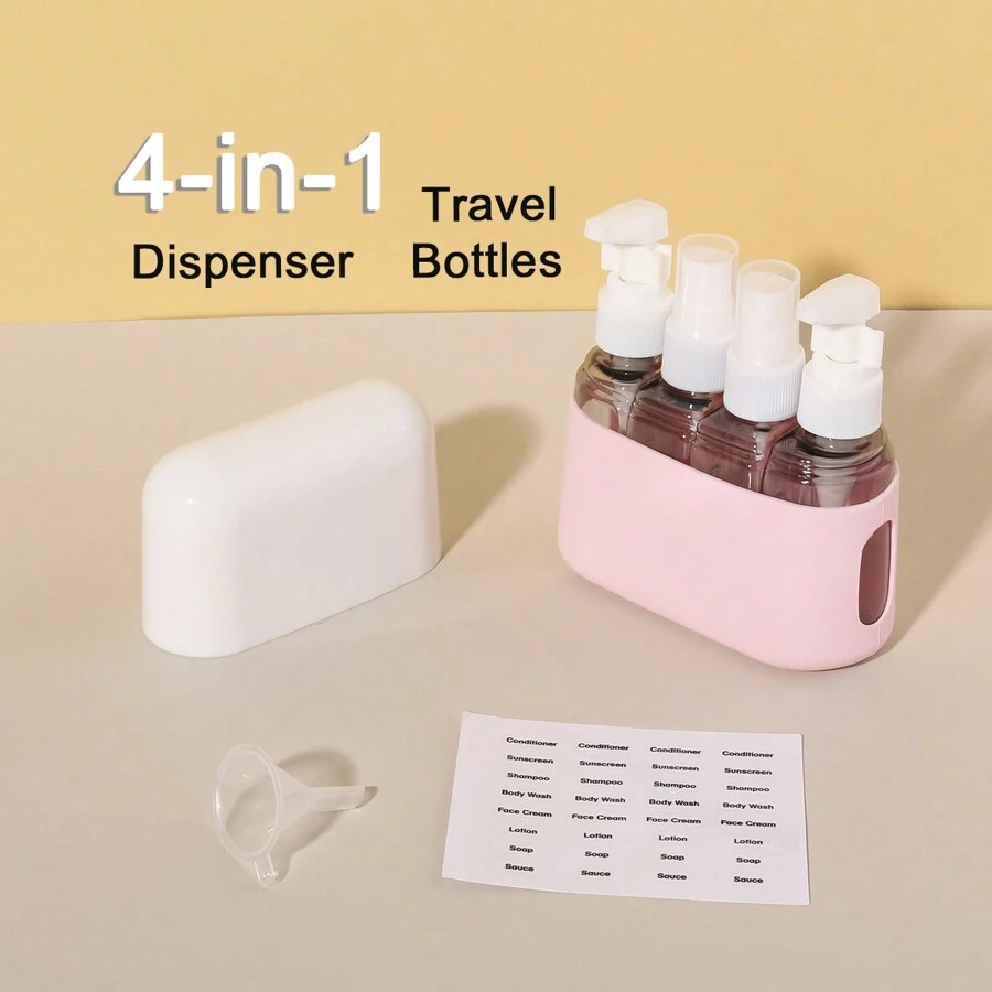 4 In 1 50ml Subpackage Bottle Portable Set With Silicone+Pp Material In 5 Colors (Suitable For Shampoo, Shower Gel For Shampoo, Shower Gel, Hair Conditioner, Skin Lotion, Perfume Travel, Living Room Home Bedroom Bathroom House Decor, Travel Stuff, Wedding, Party, Birthday, Gifts For Men Mom Dad Friends, New Years, Accessories, Funny Gift