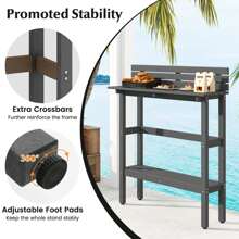 Lifezeal 48" Outdoor Bar Table With Storage Shelf & Adjustable Foot Pads For Hot Tub Brown/Gray - 灰色 - 查看 7