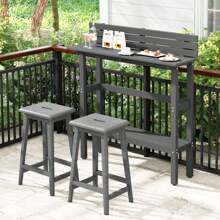 Lifezeal 48" Outdoor Bar Table With Storage Shelf & Adjustable Foot Pads For Hot Tub Brown/Gray - 灰色 - 查看 4