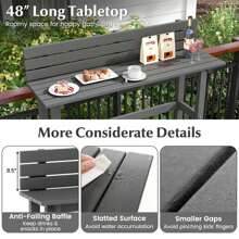 Lifezeal 48" Outdoor Bar Table With Storage Shelf & Adjustable Foot Pads For Hot Tub Brown/Gray - 灰色 - 查看 5