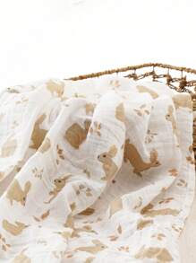 1件狮子和大象图案夏季婴儿襁褓毯 - 彩色 - 查看 1