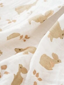 1件狮子和大象图案夏季婴儿襁褓毯 - 彩色 - 查看 2