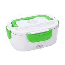 1pc 110V Stainless Steel Electric Lunch Box, Wide Voltage Heating Lunch Box, Car Plug-In Electronic Insulation Lunch Box, Food Warmer - 綠色 - 查看 1