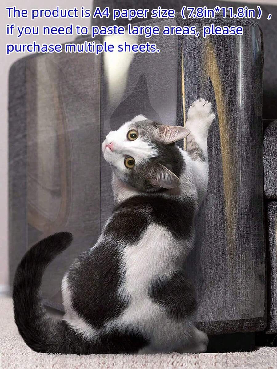 Pvc透明貓抓防禦劑,霧面可拆式黏著沙發保護套,抗刮花家具沙發保護貼,貓抓防護罩 - 無色 - 查看 1