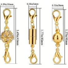 12Pcs Locking Magnetic Jewelry Clasp Magnetic Lobster Clasp Necklace Clasps And Closures Bracelet Extender For Jewelry Making (Gold And Silver)