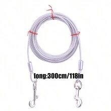 1入組，3M/5M/118in/196in，ChSteel線寵物繩防咬帶，戶外狗繩，大型犬繩 - 銀色 - 查看 4