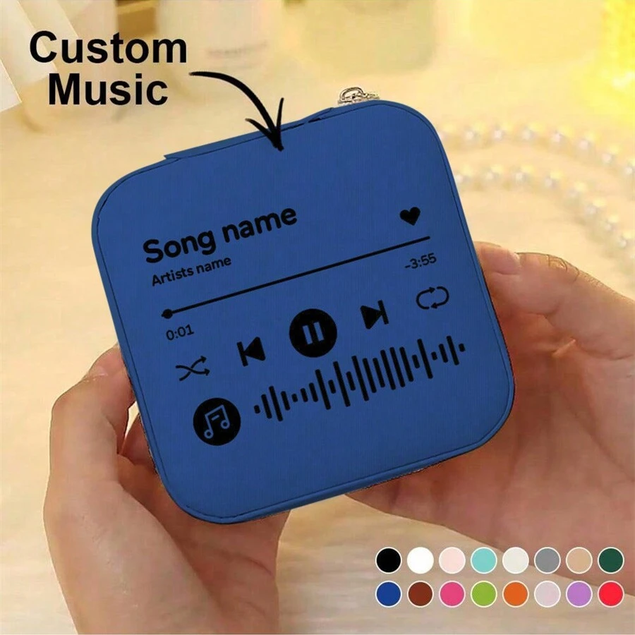 1 Miếng Du lịch xách tay Mini Hộp đồ trang sức Với Phong tục Âm nhạc Mã số Đồ kim hoàn Nhẫn Hộp đựng Loại vỏ Lưu trữ Hộp Quà Dành cho Cô gái NỮ 12 Màu sắc Tự chọn 10*10*5cm Thời trang Quà sinh nhật Đối với Bạn gái Mẹ - Xanh đậm - Xem 1