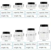 12Pcs Plastic Jars With Lids, 4OZ Slime Containers Empty Clear Plastic Jars Refillable Plastic Cosmetic Containers With Screw On Lids For Kitchen Use Lotions & Beauty Products - Transparent + Black Lid - View 6