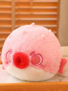 1只圓形河豚布娃娃,卡通醜可愛的大嘴巴河豚布娃娃坐墊,超可愛寵物河豚,治癒系毛絨玩具娃娃床上好夥伴玩具