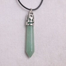 1入組50*10mm天然寶石水晶項鍊PU皮繩情侶禮物吉祥石項鍊六角柱長吊墜項鍊男女珠寶項鍊代理批發 - 天然石 - 查看 33