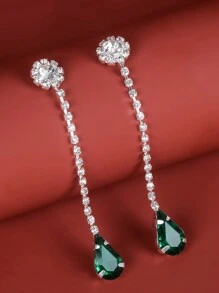 Fashionable Rhinestone Embellished Long Earrings For Women