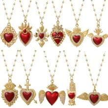 1pc Fashionable Women's Red Heart Pendant Necklace With Multiple Styles To Choose, Great Gift For Mother's Day Or Festival To Girlfriend Valentines,Mom,Mother,Mother's Day,Gift