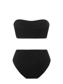 Women Small Bust New Style Hot Springs Bathing Bikini Separates Set Summer - Black - View 5