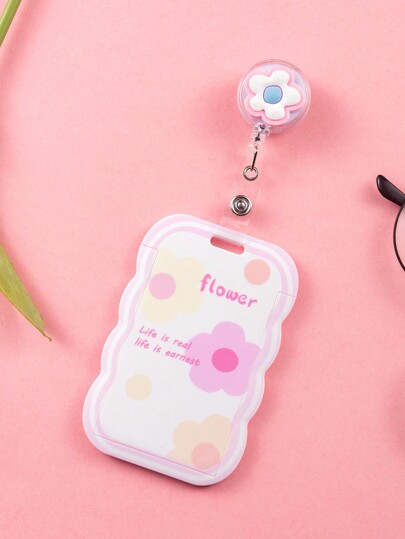 Cute Cartoon Pink Flower Retractable Badge Reel With Belt Clip For Nurses And Hospital Use Extends Up To 50cm For Card Employee Badge Card Holder Card Holder Wallet Business Card Holder Credit Card Holder Id Card Holder Card Holder Women For Women Card Wallet