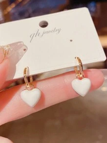 1 đôi Pháp Vintage Phong cách Đỏ  Love Vật rủ xuống Của phụ nữ Hoa tai Đai sắt Ngày Buổi tiệc Quà tặng tiệc - trắng - Xem 5