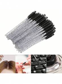 100pcs Disposable Mascara Wands, Suitable For Eyebrow/Eyelash Extension, Black - Black - View 3