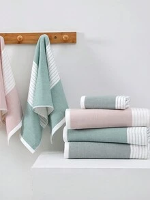 2件套裝[1條浴巾+1條毛巾]香氛紗巾浴巾組，快速吸水且高度吸收水分的浴室毛巾，適用於淋浴和洗臉毛巾 - 灰色 - 查看 5