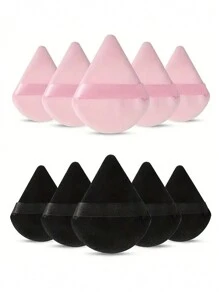 春季三角形粉色化妆海绵 10 件套，混合化妆工具，适用于面部和细节，女士和女孩化妆配件，化妆品应用工具 - 彩色 - 查看 1