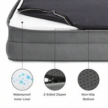Cama ortopédica de espuma viscoelástica para perros medianos/grandes, camas impermeables para perros, cama sofá impermeable para perros medianos, cama de sofá para mascotas con espuma de apoyo y cubierta removible lavable, alfombra de espuma de huevos para mascotas, revestimiento impermeable y base antideslizante, gris - Gris - Ver 10