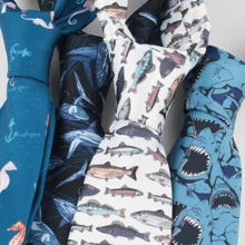 1pc Multicolor Modern Novelty Print Fiber Tie For Men Fish Figure Tie Ocean Pattern Street - Multicolor - View 1