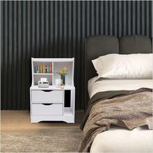 2 Drawers Bedroom Bedside Table Cupboard Cabinet Nightstand Storage End Table US - Nhiều màu - Xem 1