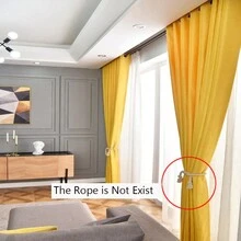 Hiện đại Vàng Rèm cửa Đối với Phòng khách Phòng ngủ Bắc Âu Màu thuần Cửa sổ Nhà  Đồ trang trí - Màu vàng - Xem 6