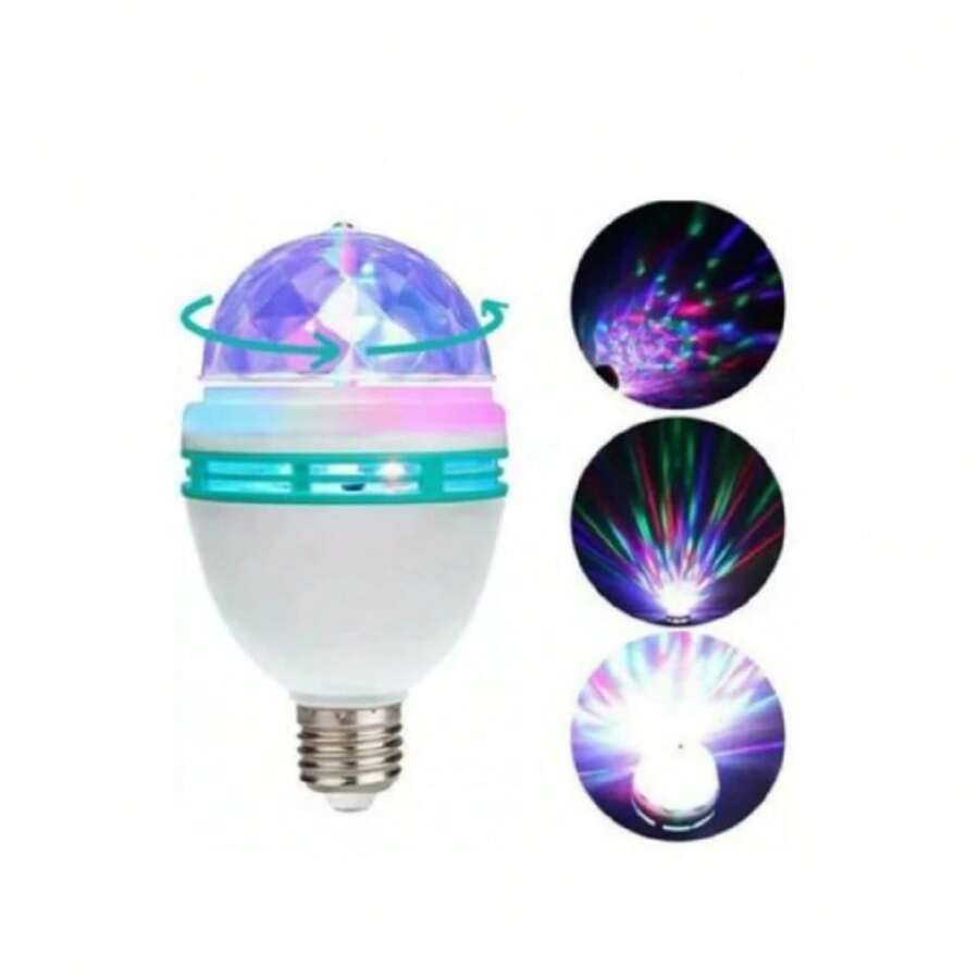 FOCO LED DISCOTECA FULL COLOR   de luz LED giratoria a todo Color para discoteca, Base E27 de 3 vatios, automática, multicolor, para fiestas  y escenarios - Blanco y Negro - Ver 1