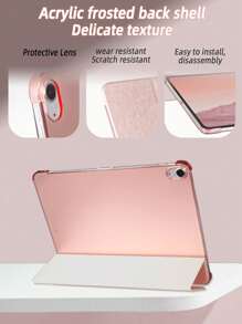 Pink Phone Case 1pc Silk Texture Rose Gold Tablet Protective Case With Wake/Sleep Function, Suitable Compatible With Ipad Mini 4/5/6/9.7/10.2/10.5/Air4/Air5/10th/10.9/Pro 11"/Air 11"(M2)/Pro 11"(M4)/2024/IPad Air 11-Inch(M3) 2025/IPad(A16) 11 Inch 11th Generation 2025, Casual Design