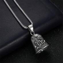 AD 1pc Light Grey Motorcycle/Bicycle Bell Angel Shaped Vintage Punk Biker Chic Stainless Steel Electroplated Lucky Ride Safety Accessory - Light Grey - View 4