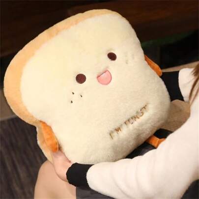 16 Inch/40 Cm Plush Bread Pillow Cute Simulation Food Toast Soft Doll Hand Warmer Pillow Cushion Room Sofa Decoration Birthday Christmas Halloween For Children, Thanksgiving, Valentine's Day Gift For Girls