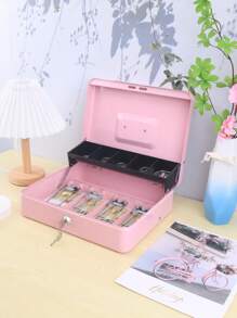 Caja de efectivo con cierre - organizador de dinero, organizador de efectivo, caja fuerte con cierre de llave (1 pieza) - Rosa - Ver 2