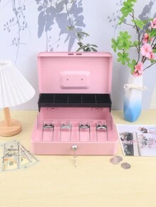 Caja de efectivo con cierre - organizador de dinero, organizador de efectivo, caja fuerte con cierre de llave (1 pieza) - Rosa - Ver 7
