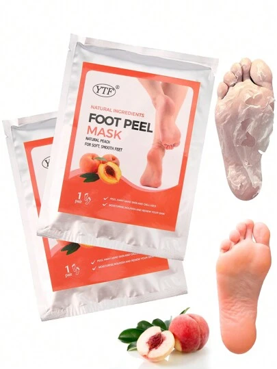 4PCS Exfoliating Foot Peel Mask Repair Heels & Removes Dry Dead Skin- Peeling For Cracked Foot Peach Mask