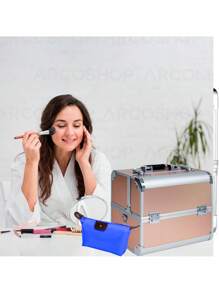 Neceser-cosmetiquera Profesional Para Maquillaje, Reforzada para viaje - Dorado - Ver 2