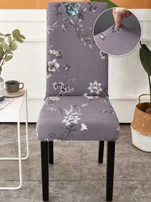 1 cái/2 cái Hiện đại Cổ điển In Bao ghế , Co giãn Polyester Slipcover Đối với Ăn uống Phòng , Chống bụi - màu xám tím - Xem 1