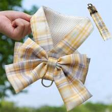 Pet Cute Bowknot Collar Dress With Harness, Leash, Cat Clothes, Dog Vest