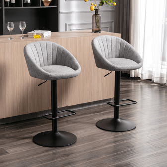 WAHSON OFFICE CHAIRS Set 2 sgabelli da bar Wahson Sgabelli da bar in tessuto Sgabello da bar Sgabello da cucina girevole Sgabello da bar regolabile in altezza, Lino per cucina/bar di casa (Beige)