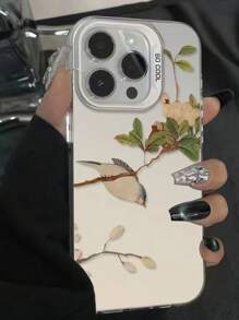 1入組亞克力鳥和樹枝設計保護殼，適用於蘋果手機 - 彩色 - 查看 2