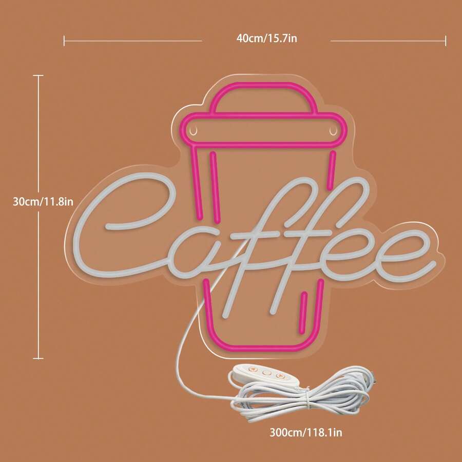 1PCS Coffee LOGO Signboards LED Neon Lighted Sign Acrylic Back Panel