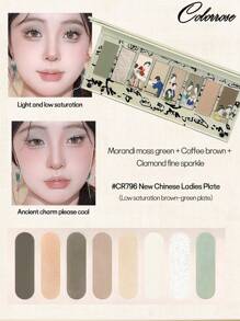 COLORROSE Paleta De Sombras De Ojos En Polvo Mate-dorado, Sombra De Ojos Mate-dorado Brillante De Larga Duración, Ligero, Suave, Con Espejo, Iluminadores, Contorno, Rubor En Polvo Todo En Un Mismo Maquillaje En Paleta - CR796 - Ver 4