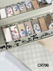 COLORROSE Paleta De Sombras De Ojos En Polvo Mate-dorado, Sombra De Ojos Mate-dorado Brillante De Larga Duración, Ligero, Suave, Con Espejo, Iluminadores, Contorno, Rubor En Polvo Todo En Un Mismo Maquillaje En Paleta - CR796 - Ver 1