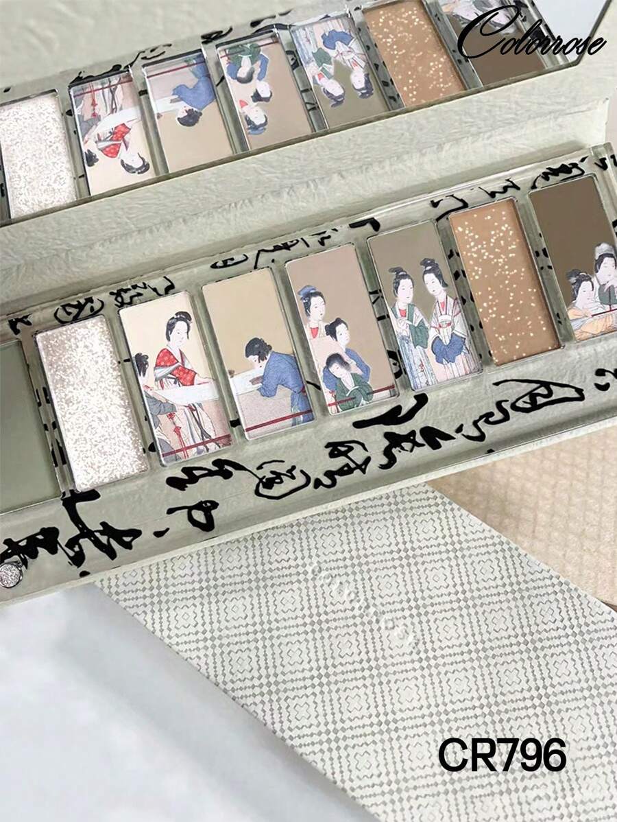 COLORROSE Paleta De Sombras De Ojos En Polvo Mate-dorado, Sombra De Ojos Mate-dorado Brillante De Larga Duración, Ligero, Suave, Con Espejo, Iluminadores, Contorno, Rubor En Polvo Todo En Un Mismo Maquillaje En Paleta - CR796 - Ver 1