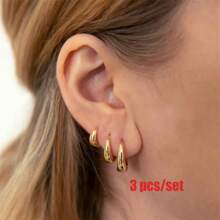 6pcs/Set Teardrop Shaped C Design Earrings - Gold - View 4