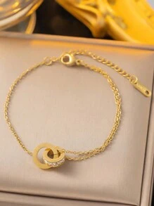 1set Stainless Steel Korean Style Simple Elegant Luxury Niche Design Ins Roman Numeral Rhinestone Inlay Necklace Set, Suitable For Daily Wear For Women