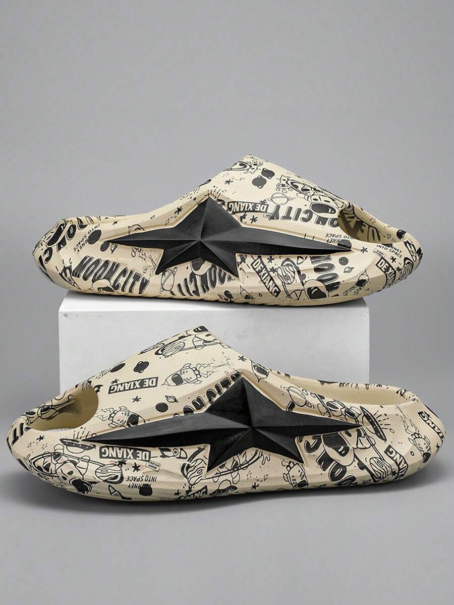 Dép nam thể thao đế dày chống trượt thời trang mới, dép đi trong nhà, thoáng khí, chống trượt, chống mồ hôi, chống mài mòn, thích hợp để mặc trong nhà, ngoài trời, tắm và đi biển. - Màu Khaki - Xem 1