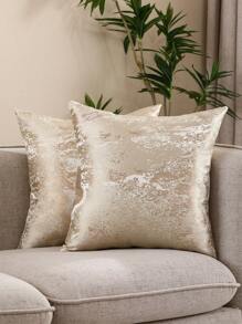 Miater 2入組金屬提花幾何圖案枕套 - 金色 - 查看 12